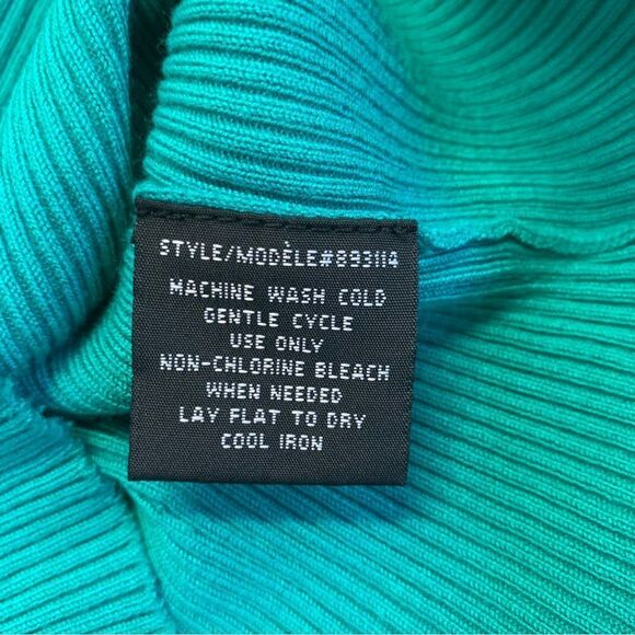 Teal green short sleeve V-neck zip front knit sweater Sz S - Picture 5 of 8